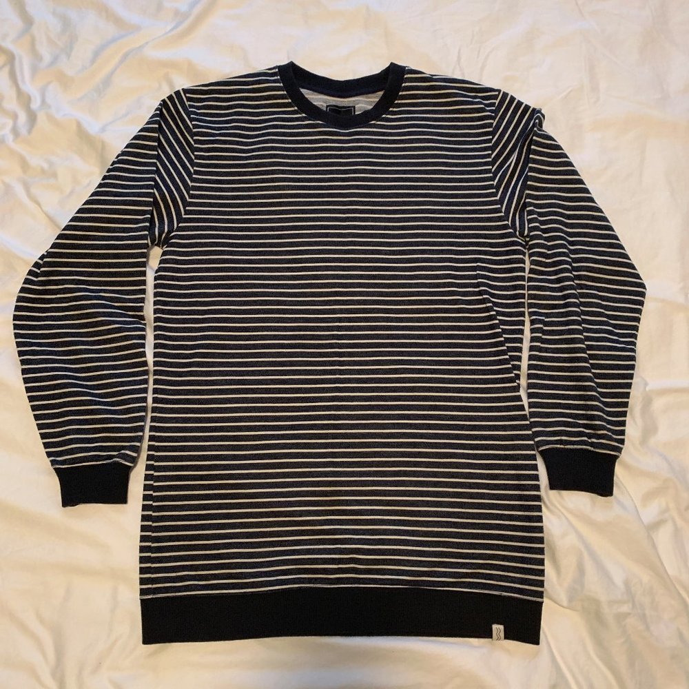 I Love Ugly striped navy crewneck